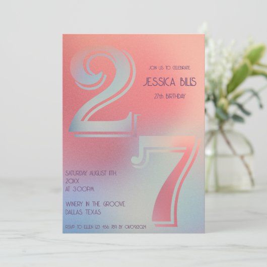 27e verjaardag uitnodiging (Staand voorkant)