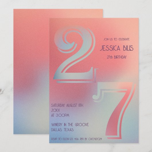27e verjaardag uitnodiging (Voorkant / Achterkant)