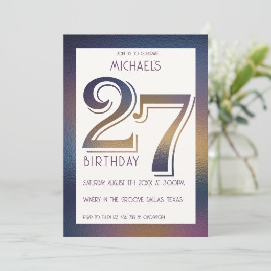 27e verjaardag uitnodiging (Staand voorkant)