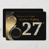 27e, Verjaardag Uitnodiging, Nummer Diamant, Foto Kaart (Voorkant / Achterkant)