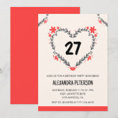 27e verjaardag uitnodigingen voor haar bloemenhart (Voorkant / Achterkant)
