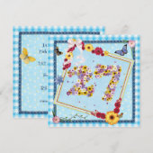 27e verjaardag Uitnodigingsbloemen, vlinders Kaart (Voorkant / Achterkant)