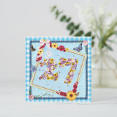 27e verjaardag Uitnodigingsbloemen, vlinders Kaart (Staand voorkant)