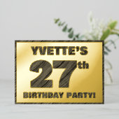 27e verjaardag van de geboorte - Vette, houten gra Folie Uitnodiging (Staand Voorkant)