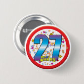 27e verjaardag vandaag v2 ronde button 5,7 cm (Voorkant /achterkant)