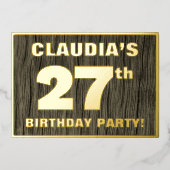 27e verjaardag: Vet, Faux-waterkorenpatroon Folie Uitnodiging (Voorkant)