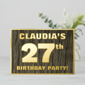 27e verjaardag: Vet, Faux-waterkorenpatroon Folie Uitnodiging (Staand Voorkant)