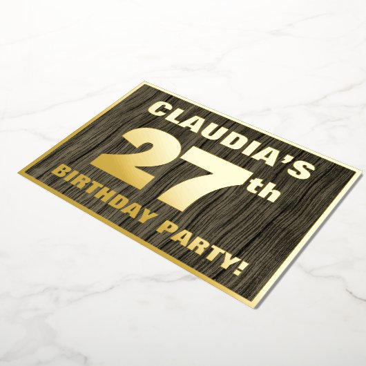 27e verjaardag: Vet, Faux-waterkorenpatroon Folie Uitnodiging (Gedraaid)