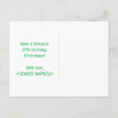 27e verjaardag: Vet, Vun, eenvoudig, regenboog 27 Briefkaart (Achterkant)