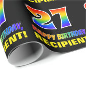 27e verjaardag: Vet, Vun, eenvoudig, regenboog 27 Cadeaupapier (Rol Hoek)