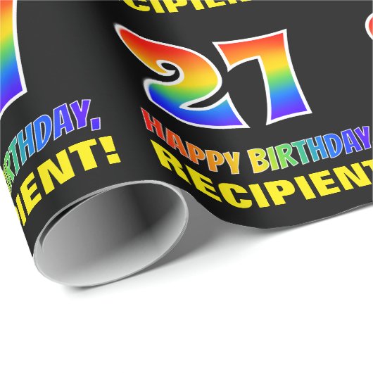 27e verjaardag: Vet, Vun, eenvoudig, regenboog 27 Cadeaupapier (Rol Hoek)