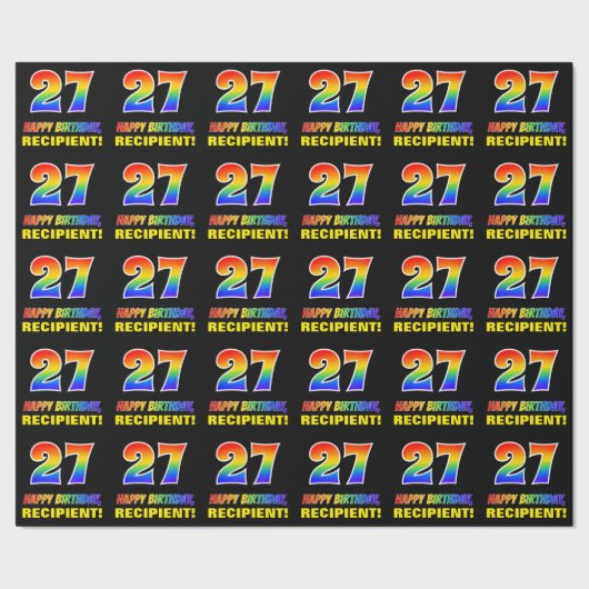 27e verjaardag: Vet, Vun, eenvoudig, regenboog 27 Cadeaupapier (Zoom)