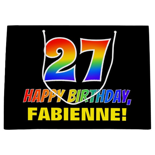 27e verjaardag: Vet, Vun, eenvoudig, regenboog 27 Groot Cadeauzakje (Voorkant)