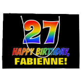 27e verjaardag: Vet, Vun, eenvoudig, regenboog 27 Groot Cadeauzakje (Achterkant)