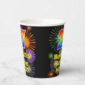 27e verjaardag: Vuurwerk Fun Pattern + Regenboog 2 Papieren Bekers (Links)