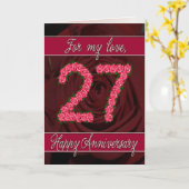 27e verjaardagkaart met rozen en bladeren kaart (Gele Bloem)