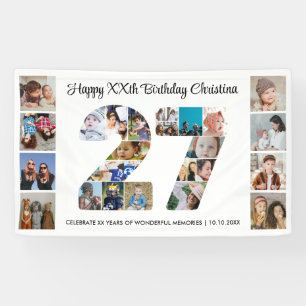 27e Verjaardagsfeest Nummer 27 Fotocollage Spandoek