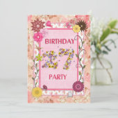 27e verjaardagsfeestje met bloemenfeest lijst kaart (Staand voorkant)