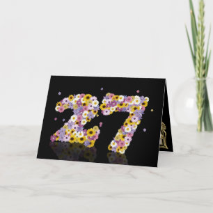 27e verjaardagskaart met bloemen letters kaart