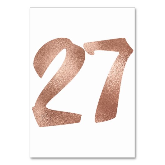27Tafelnummer White Metallic roze Rose Gold Kaart (Achterkant)