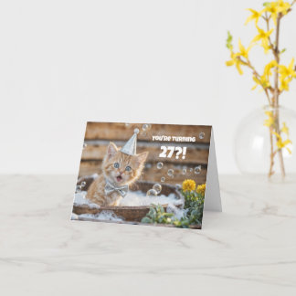27th Birthday Cute Ginger Kitty Cat Bubble Bath Kaart