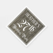 27th Birthday Party — Fancy script, Faux Wood Kijk Servet (Hoek)