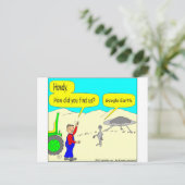 280 Google Earth Cartoon in kleur Briefkaart (Staand voorkant)