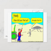 280 Google Earth Cartoon in kleur Briefkaart (Voorkant / Achterkant)