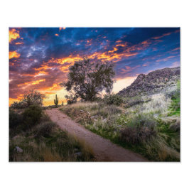 2815-woestijnlandschap bij zonsondergang foto afdruk