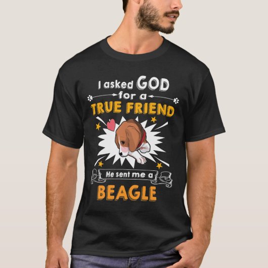 289 Geachte God - ware vriend - een beagle T-shirt (Voorkant)