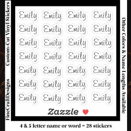 28 Aangepast Modern 4/5 Letters Naam Woord Zwart Sticker