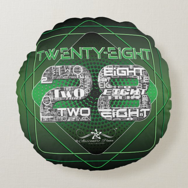 28 Achtentwintig Rond Kussen (Voorkant)