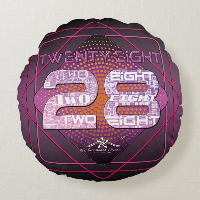 28 Achtentwintig Rond Kussen (Voorkant)