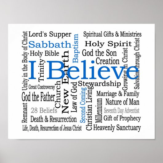 28 Beliefs - Zevende-daagse Adventist Poster (Voorkant)