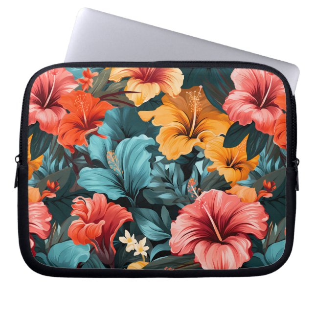 #28 Bloemen patroon Laptop Sleeve (Voorkant)