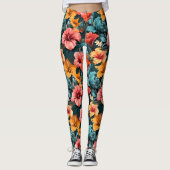 #28 Bloemen patroon Leggings (Voorkant)