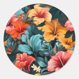 #28 Bloemen patroon Ronde Sticker