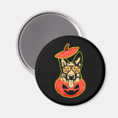 28 Duitse herder in eng pompoen Shirt Funny Cu Magneet (Voorkant / Achterkant)