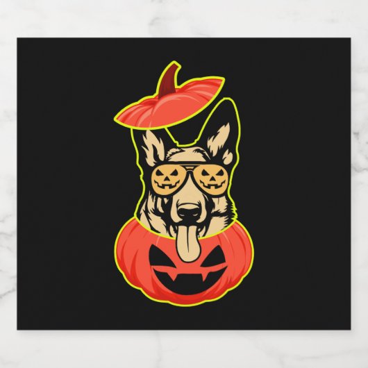 28 Duitse herder in eng pompoen Shirt Funny Cu Sparkling Wijnetiket (Enkel label)