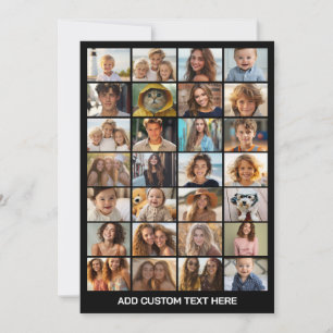 28 Foto Collage - Aangepaste Tekst - Zwart en Wit Feestdagenkaart