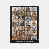 28 foto collage - aangepaste tekst - zwart en wit fleece deken (Voorkant)