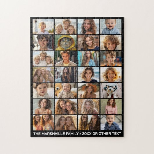 28 Foto Collage - Aangepaste Tekst - Zwart en Wit Legpuzzel (Verticaal)