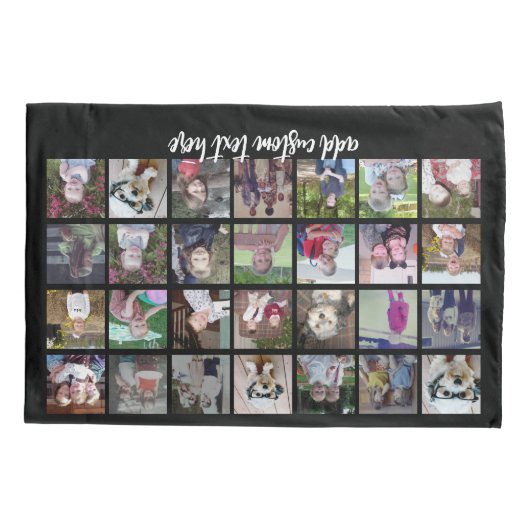 28 Foto Collage Grid - 1 tekstvak - zwart wit Kussensloop (Achterkant)