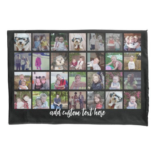 28 Foto Collage Grid - 1 tekstvak - zwart wit Kussensloop (Voorkant)