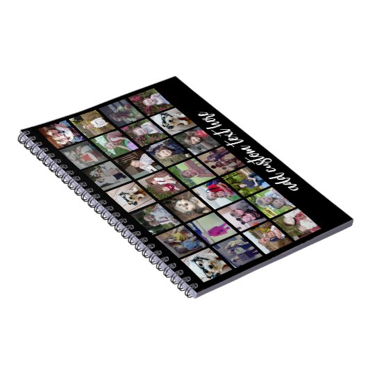 28 Foto Collage Grid - 1 tekstvak - zwart wit Notitieboek (Rechterzijde)