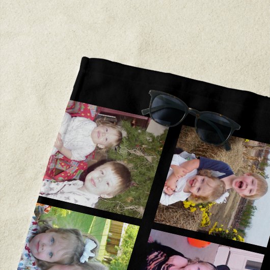 28 Foto Collage Grid - 1 tekstvak - zwart wit Strandlaken (In situ)