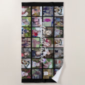 28 Foto Collage Grid - 1 tekstvak - zwart wit Strandlaken (Voorkant)