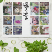 28 Foto Collage Grid - 1 tekstvak - zwart wit Theedoek (Gevouwen)