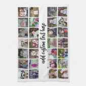 28 Foto Collage Grid - 1 tekstvak - zwart wit Theedoek (Verticaal)