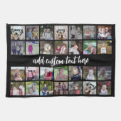 28 Foto Collage Grid - 1 tekstvak - zwart wit Theedoek (Horizontaal)